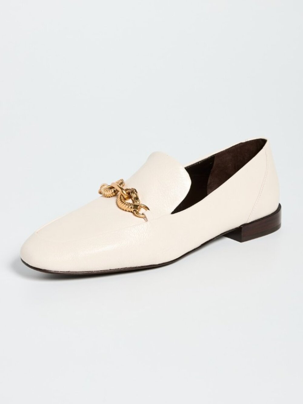 Tory Burch Jessa Classic Loafers Light Cream Gold Leather, Size 7